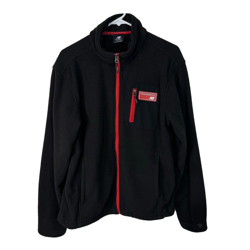 New Balance Full Zip Mens Fleece Jacket Black/Red Size‎ S